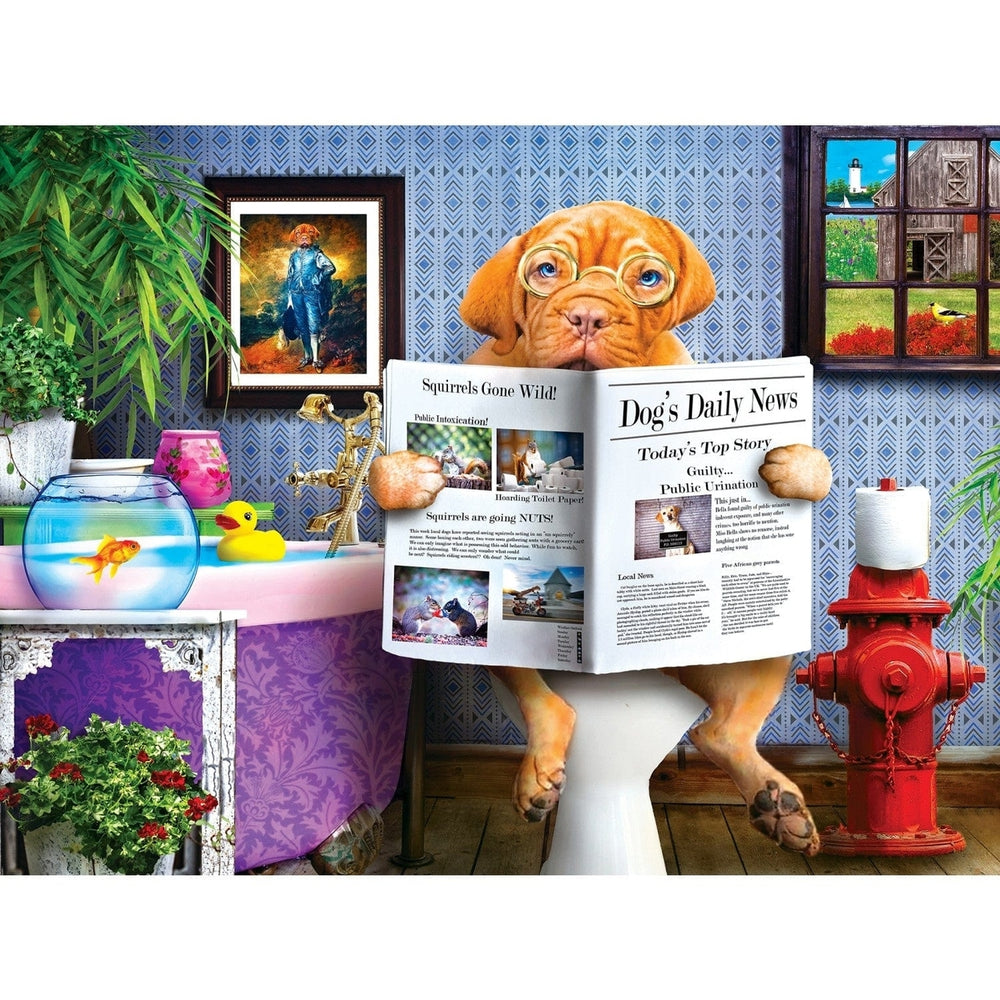 Wild and Whimsical 300 Piece EZ Grip Jigsaw Puzzle Colorful Library Scene Image 2