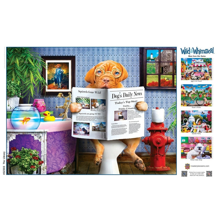 Wild and Whimsical 300 Piece EZ Grip Jigsaw Puzzle Colorful Library Scene Image 4