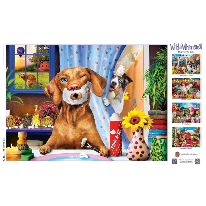 Wild and Whimsical 1000 Piece Jigsaw Puzzle The Three Ss Dog Morning Rituals Image 4