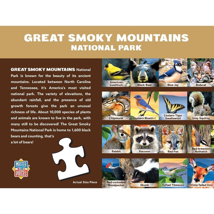 Great Smoky Mountains Wildlife Jigsaw Puzzle 100 Pieces Kids Learning 19x14 Image 3