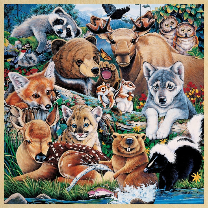 MasterPieces Forest Friends 48 Piece Wood Jigsaw Puzzle Fun Facts 11x11 Image 2