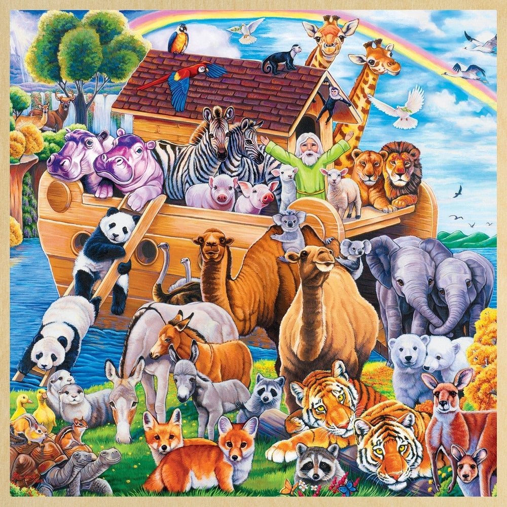 MasterPieces Noahs Ark 48 Piece Wood Jigsaw Puzzle 11x11 Fun Facts Learning Image 2