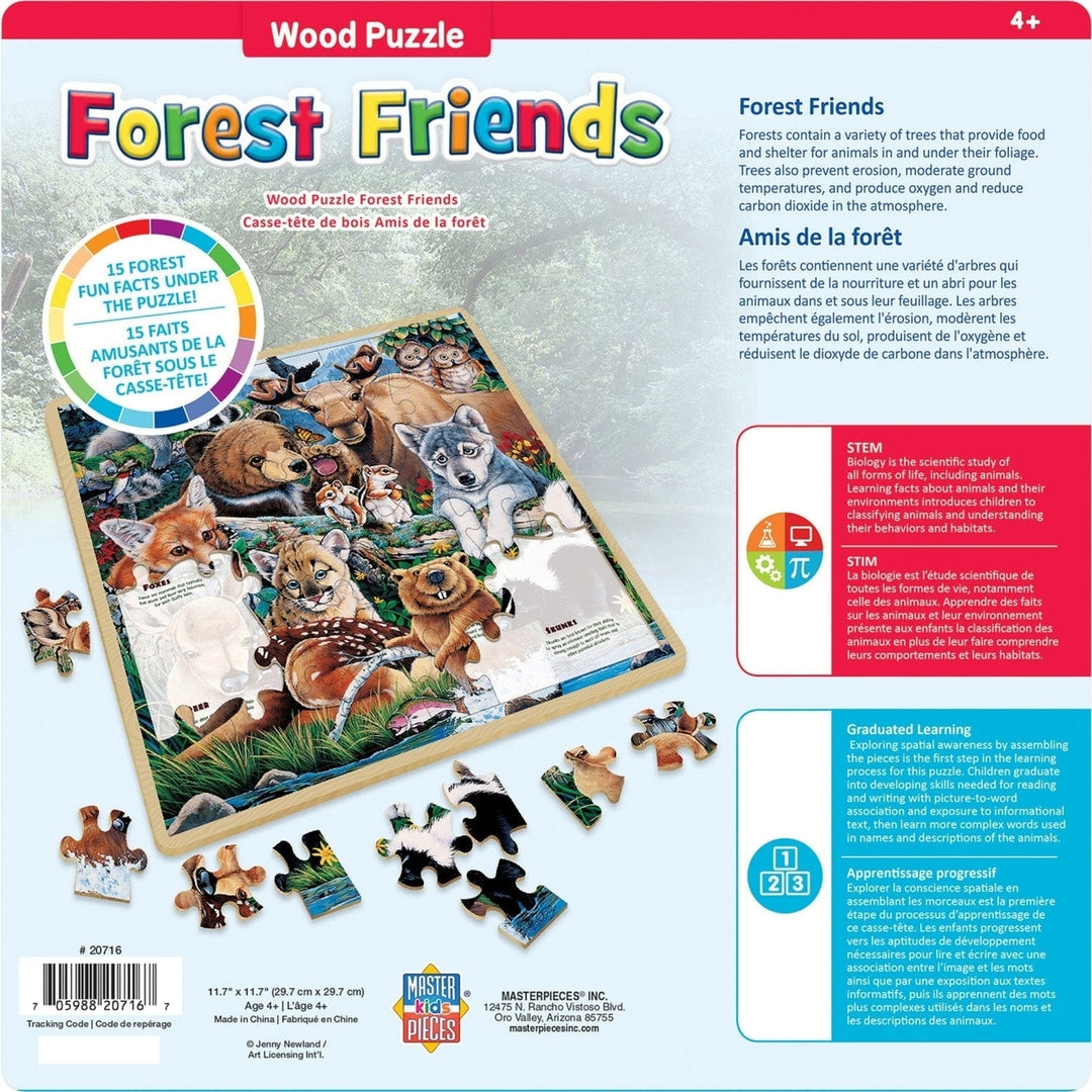 MasterPieces Forest Friends 48 Piece Wood Jigsaw Puzzle Fun Facts 11x11 Image 6