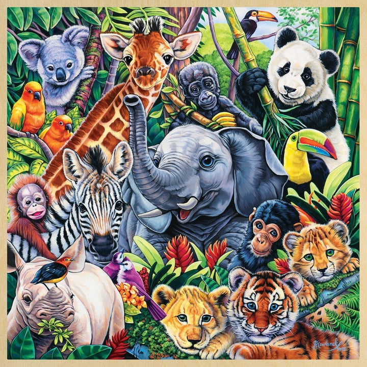 Safari Friends 48 Piece Jigsaw Puzzle Wood Fun Facts Animal Learning 11x11 Image 2