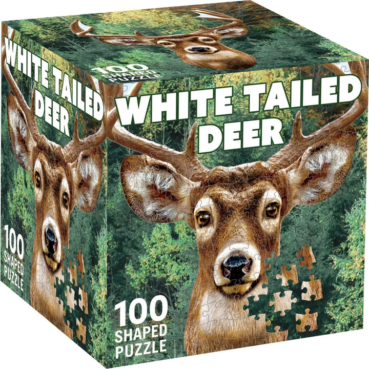 White Tail Deer Shaped Jigsaw Puzzle 100 Piece Eco-Friendly Recycled Board Image 1