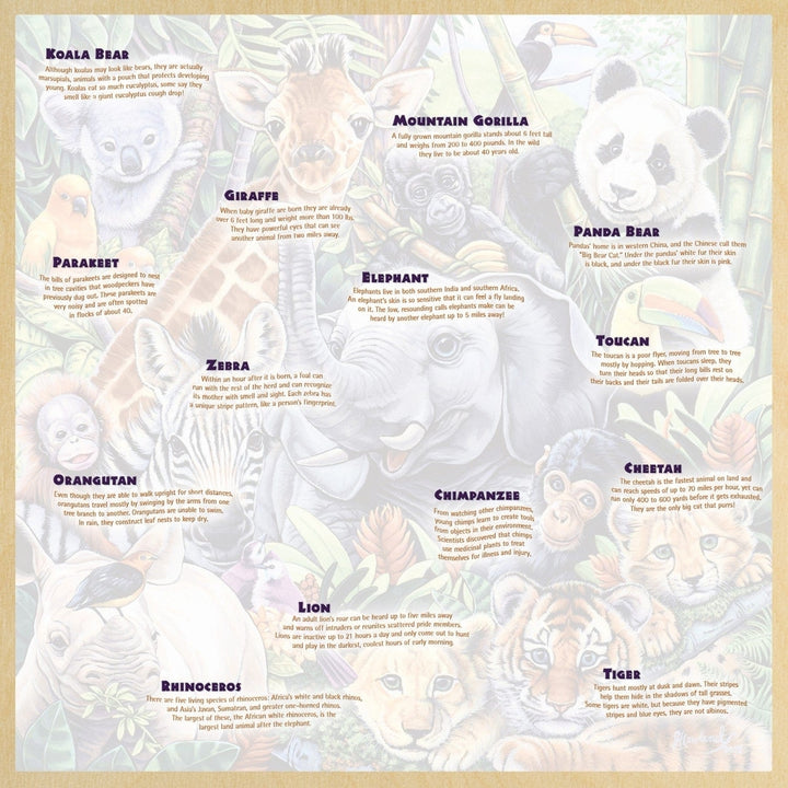 Safari Friends 48 Piece Jigsaw Puzzle Wood Fun Facts Animal Learning 11x11 Image 4