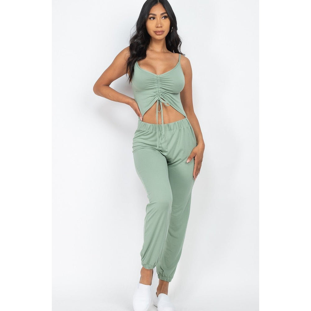 Front Ruched With Adjustable String Cami Casual/summer Jumpsuit Image 2