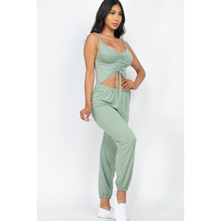 Front Ruched With Adjustable String Cami Casual/summer Jumpsuit Image 3