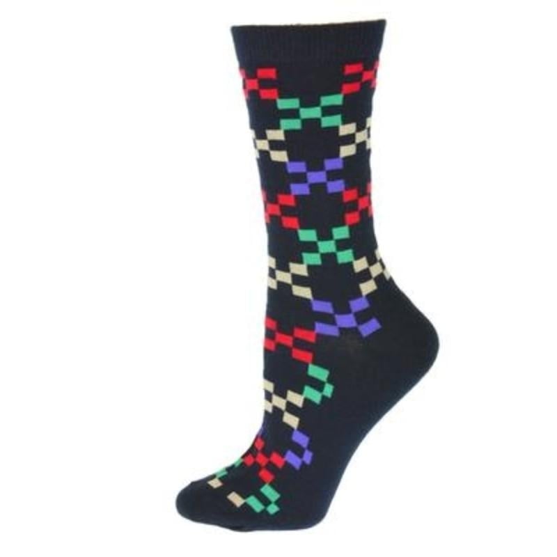 Geometric Pattern Cotton Crew Socks Image 1