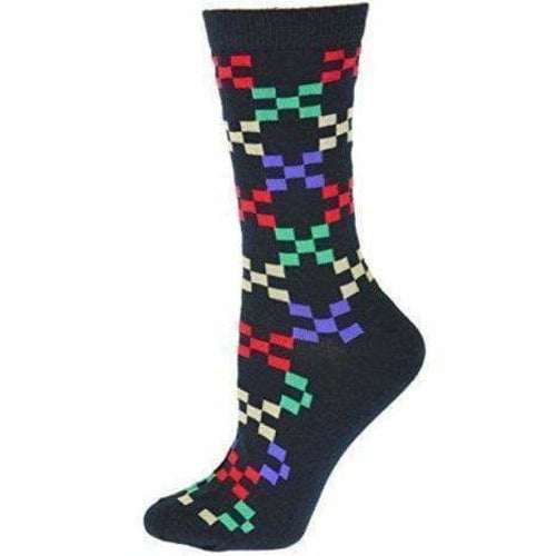 Geometric Pattern Cotton Crew Socks Image 4