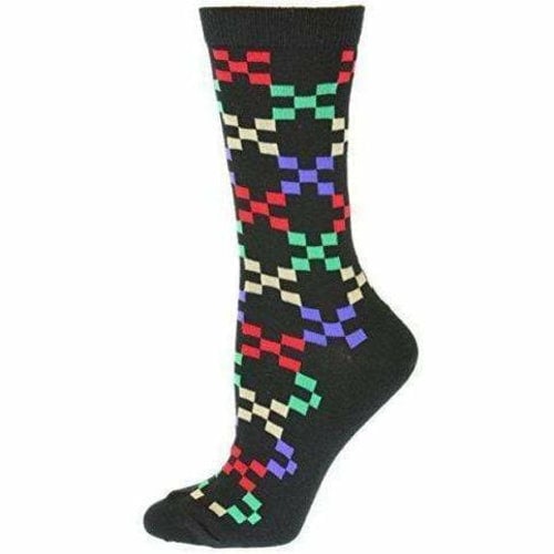 Geometric Pattern Cotton Crew Socks Image 1