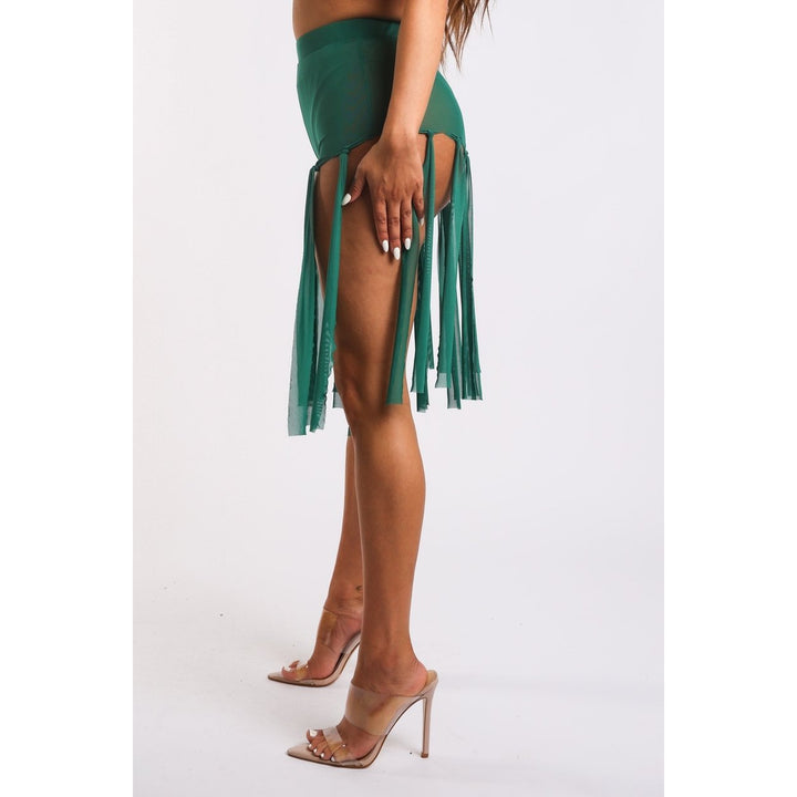 Get Party-Ready with These Fringed Mesh Sexy Shorts GREEN Image 4