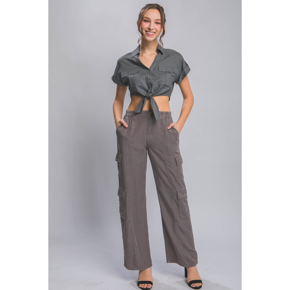 Full-length Tencel Pants With Cargo Pockets Image 2