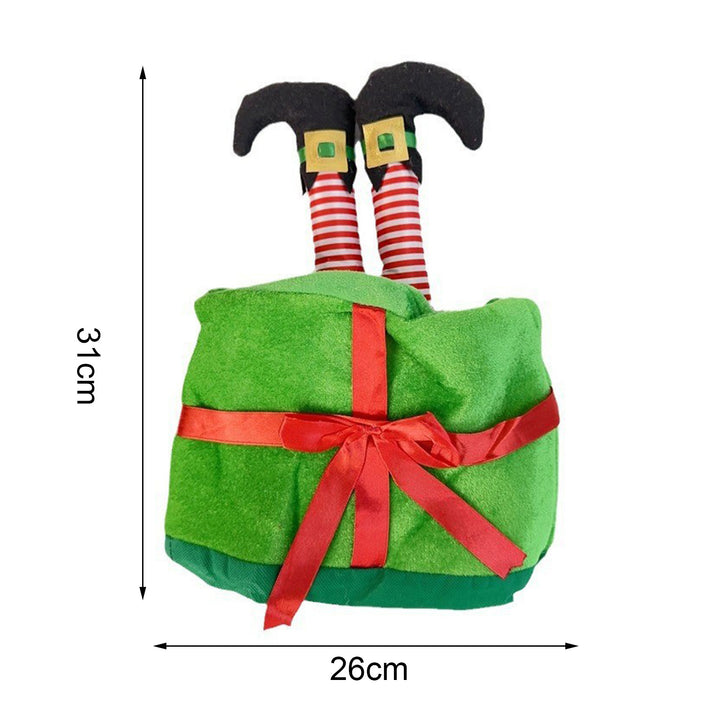 Christmas Hat Cartoon Fake Leg Gift Box Shape Bow Decor Photo Prop Headdress Thick Winter Hat Holiday Gift Headwear Image 6