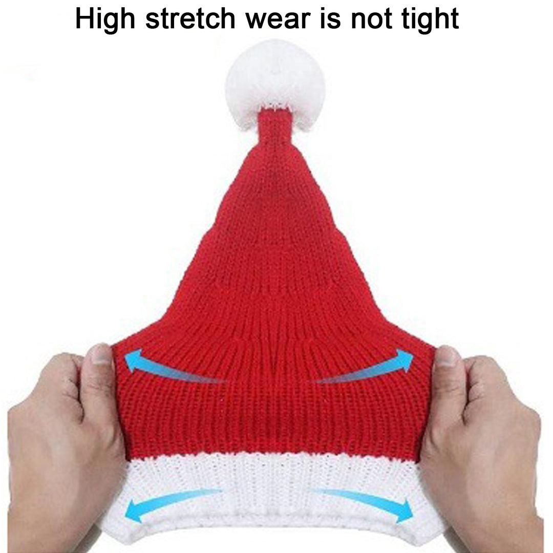 Unisex Christmas Santa Hat Year Party Beanie Contrast Color Elastic Thick Weaving Knitted Santa Cosplay Adult Holiday Image 8