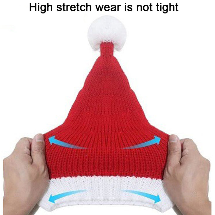 Unisex Christmas Santa Hat Year Party Beanie Contrast Color Elastic Thick Weaving Knitted Santa Cosplay Adult Holiday Image 8