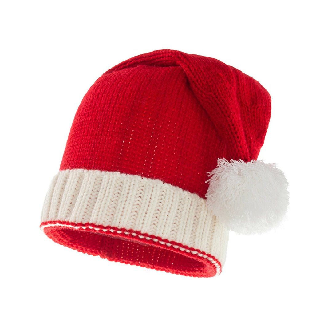 Unisex Christmas Santa Hat Year Party Beanie Contrast Color Elastic Thick Weaving Knitted Santa Cosplay Adult Holiday Image 9