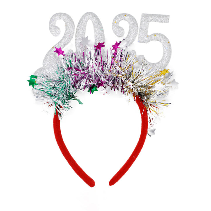 Cosplay Hair Hoop Glitter 2025 Number Decor Year Headband High Elastic Design Hair Band Christmas Party Decoration Image 2