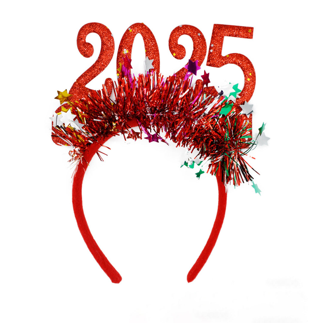 Cosplay Hair Hoop Glitter 2025 Number Decor Year Headband High Elastic Design Hair Band Christmas Party Decoration Image 3