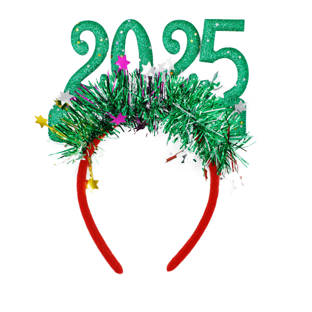 Cosplay Hair Hoop Glitter 2025 Number Decor Year Headband High Elastic Design Hair Band Christmas Party Decoration Image 4