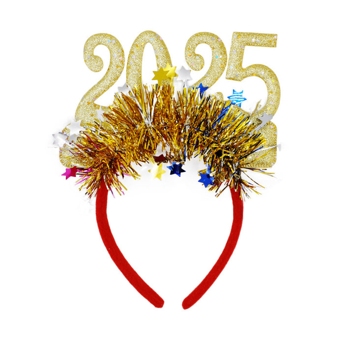 Cosplay Hair Hoop Glitter 2025 Number Decor Year Headband High Elastic Design Hair Band Christmas Party Decoration Image 4