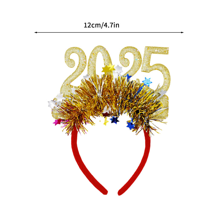 Cosplay Hair Hoop Glitter 2025 Number Decor Year Headband High Elastic Design Hair Band Christmas Party Decoration Image 12