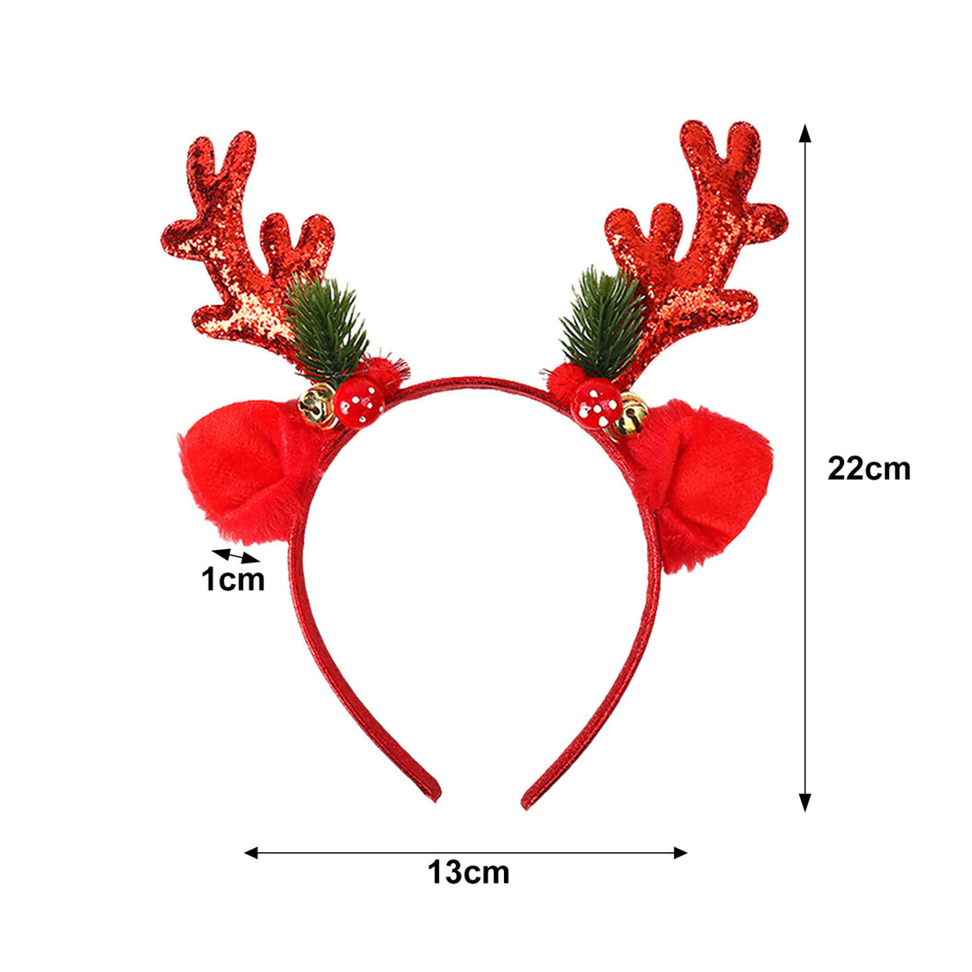 Christmas Antler Headband Cartoon Ear Bell Decor Glitter Sequin Hair Hoop Christmas Themed Festive Head Hoop Party Image 7