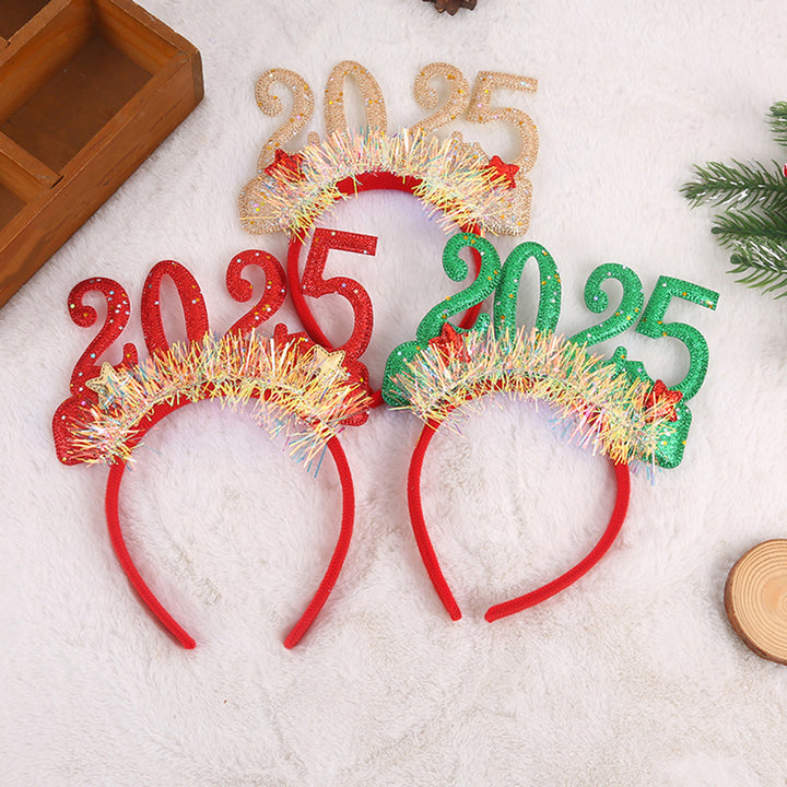 Hair Hoop Sequined Ribbons Stars Number 2025 Decor Headband Lightweight Festive Headband Kids Adult Festive Accessory Image 7