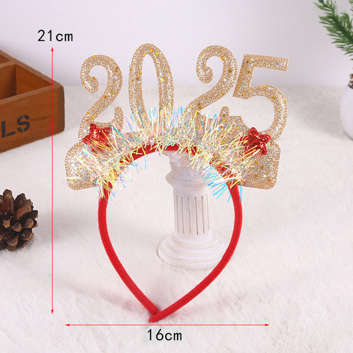 Hair Hoop Sequined Ribbons Stars Number 2025 Decor Headband Lightweight Festive Headband Kids Adult Festive Accessory Image 9