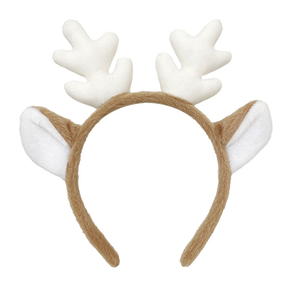 Plush Hairband Festive Christmas Hat Antler Headband Flexible Xmas Headgear for Kids Adults Holiday Decor Image 2