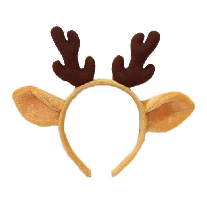 Plush Hairband Festive Christmas Hat Antler Headband Flexible Xmas Headgear for Kids Adults Holiday Decor Image 4