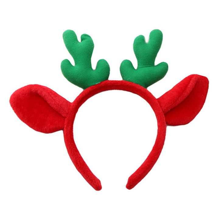 Plush Hairband Festive Christmas Hat Antler Headband Flexible Xmas Headgear for Kids Adults Holiday Decor Image 4