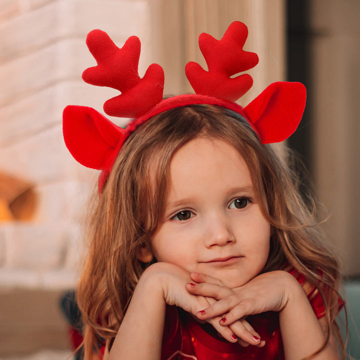 Plush Hairband Festive Christmas Hat Antler Headband Flexible Xmas Headgear for Kids Adults Holiday Decor Image 7