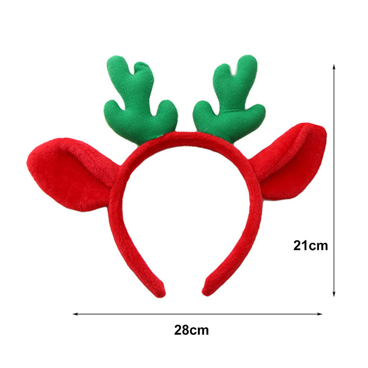 Plush Hairband Festive Christmas Hat Antler Headband Flexible Xmas Headgear for Kids Adults Holiday Decor Image 10