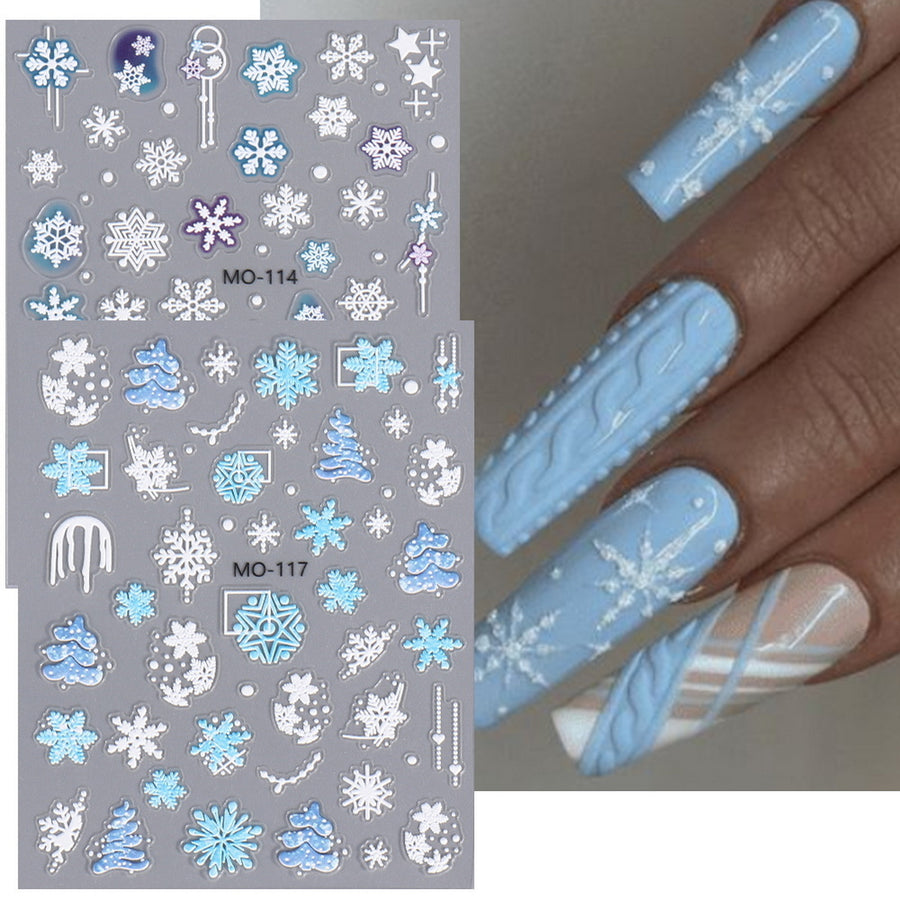 3D Snowflake Nail Art Decals Christmas Festive Winter Nail Sticker Self-adhesive Manicure Art Decorations for Salon Home Image 1