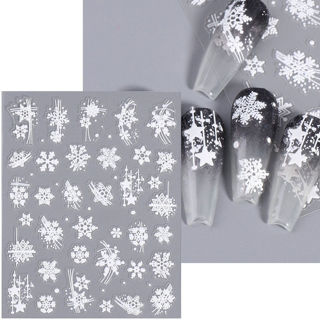 3D Snowflake Nail Art Decals Christmas Festive Winter Nail Sticker Self-adhesive Manicure Art Decorations for Salon Home Image 8