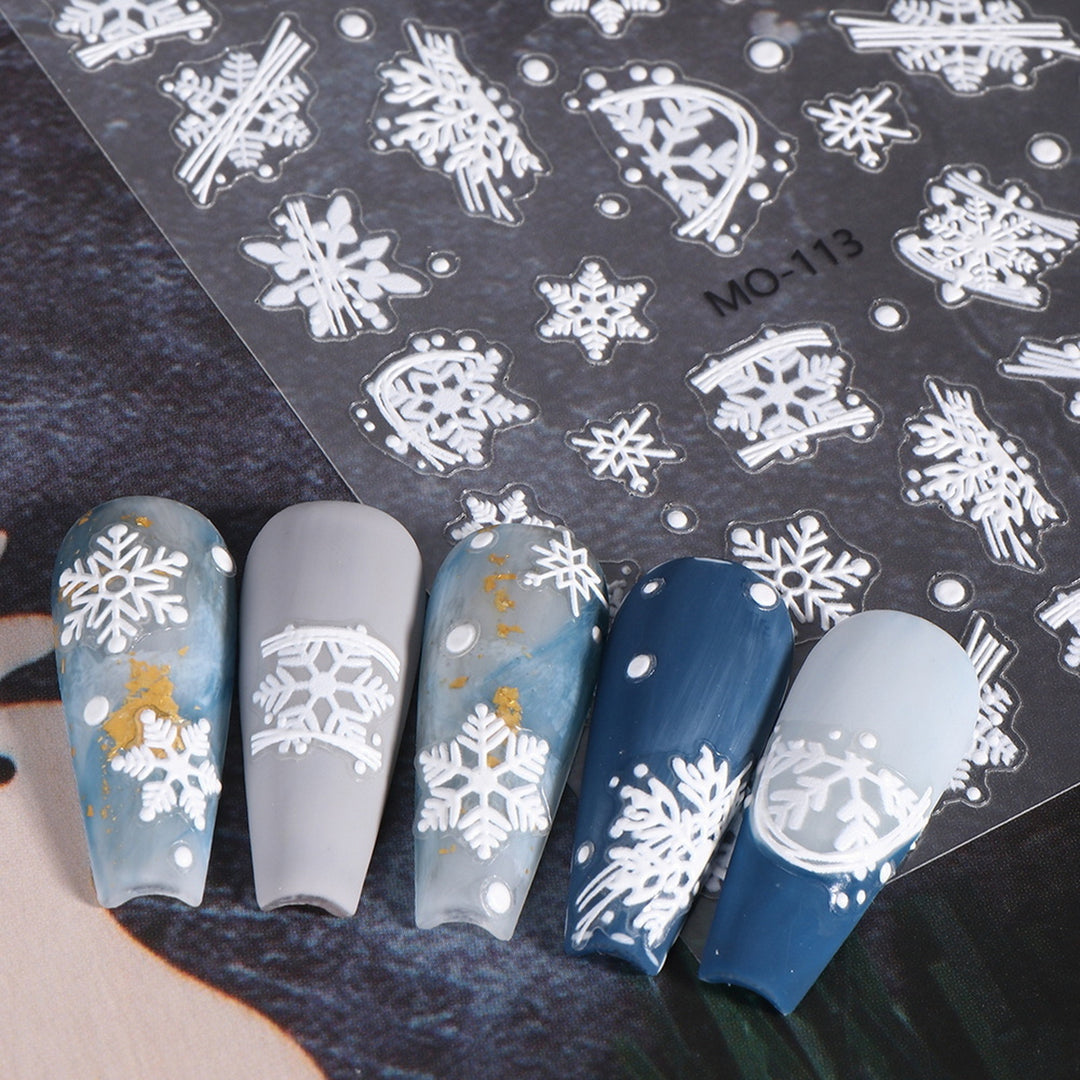 3D Snowflake Nail Art Decals Christmas Festive Winter Nail Sticker Self-adhesive Manicure Art Decorations for Salon Home Image 9