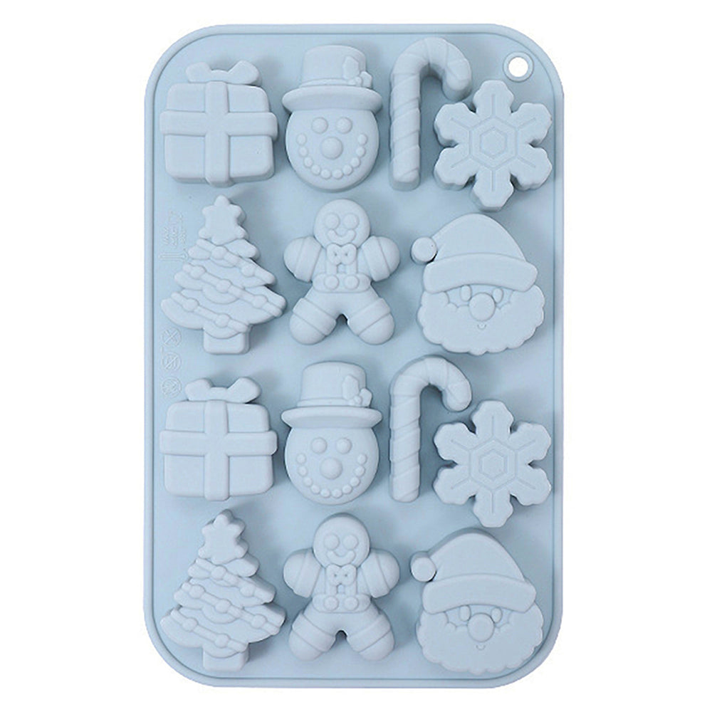 Christmas Cake Mold Food-Grade 14 Grids Silicone Baking Mold Snowman Santa Shapes Dessert Mold for Candy Chocolates Image 2