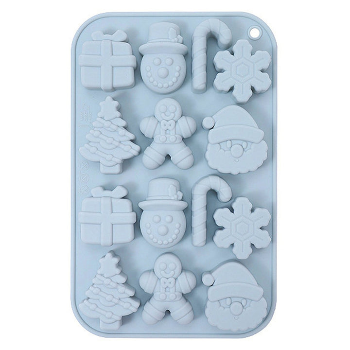 Christmas Cake Mold Food-Grade 14 Grids Silicone Baking Mold Snowman Santa Shapes Dessert Mold for Candy Chocolates Image 1