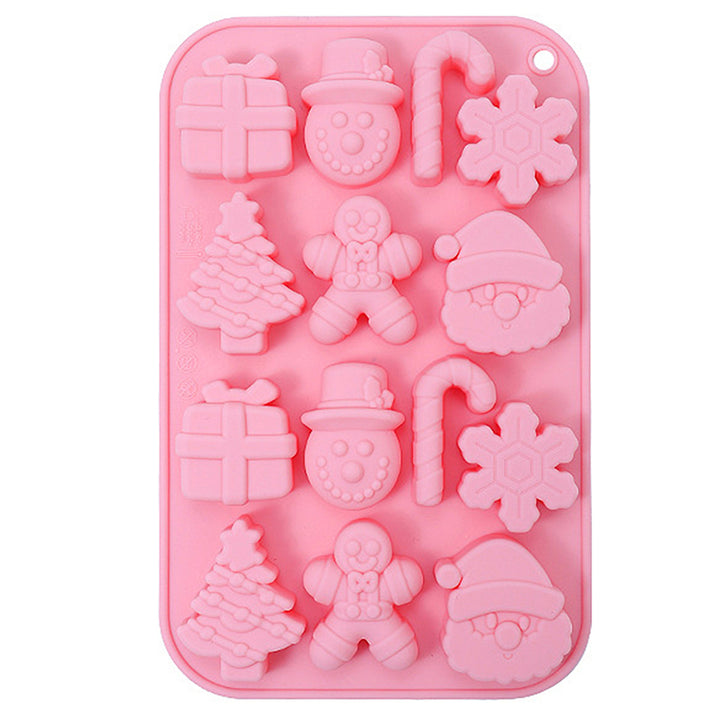 Christmas Cake Mold Food-Grade 14 Grids Silicone Baking Mold Snowman Santa Shapes Dessert Mold for Candy Chocolates Image 3