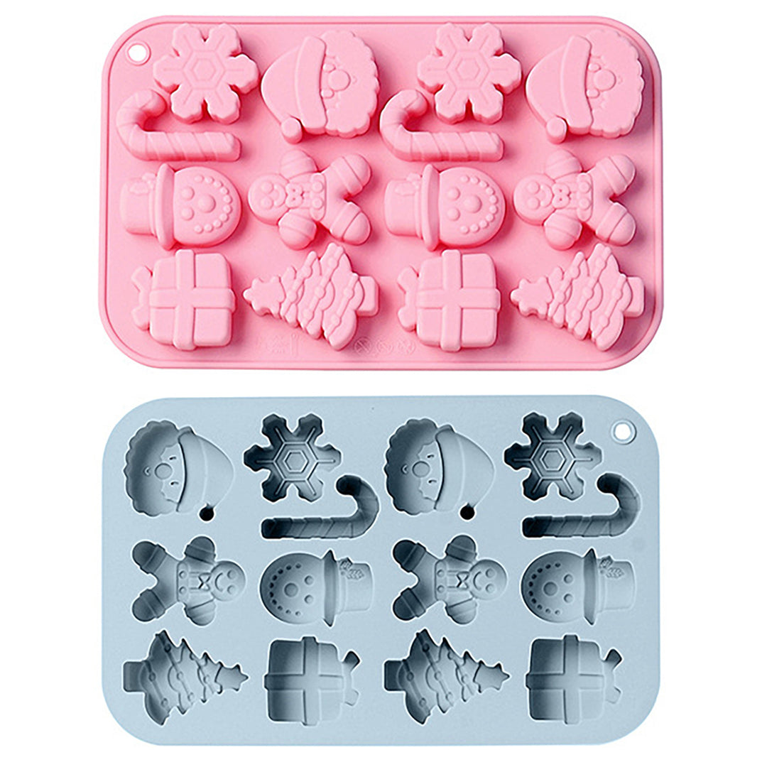 Christmas Cake Mold Food-Grade 14 Grids Silicone Baking Mold Snowman Santa Shapes Dessert Mold for Candy Chocolates Image 7