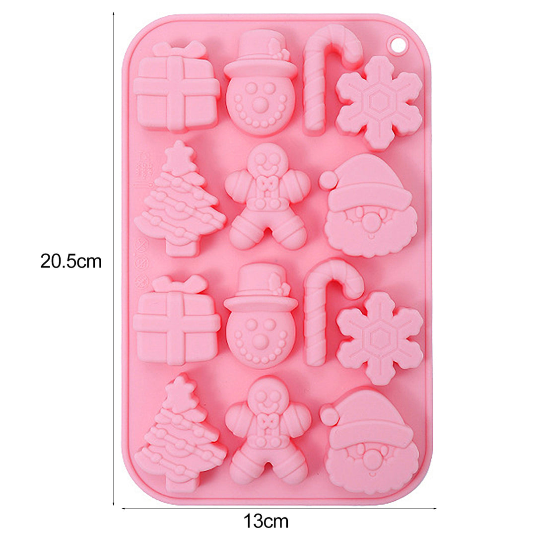 Christmas Cake Mold Food-Grade 14 Grids Silicone Baking Mold Snowman Santa Shapes Dessert Mold for Candy Chocolates Image 8