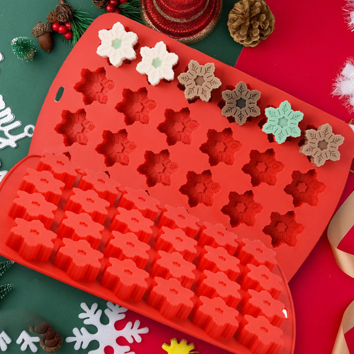 24 Cavities Candy Chocolate Mold Non-stick Christmas Candy Snowflake Snowman Cake Mold High Temperature Resistant Image 11