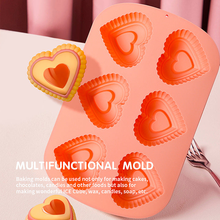 Cake Mold Easy Demoulding Butterfly Heart Shape Design 6-grids Non-stick High Temperature Resistant Silicone Mold Image 4