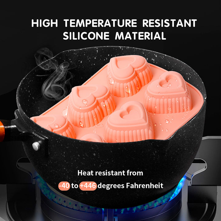 Cake Mold Easy Demoulding Butterfly Heart Shape Design 6-grids Non-stick High Temperature Resistant Silicone Mold Image 9