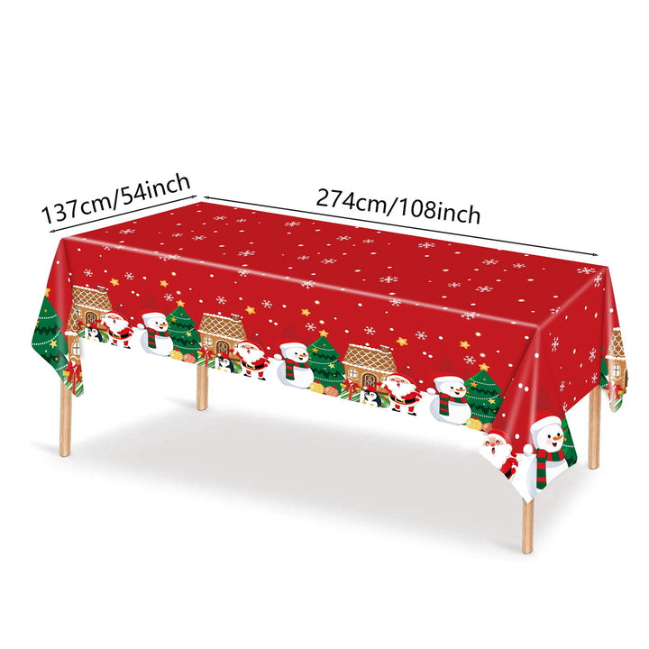 Christmas Disposable Tablecloth Red Santa Snowman Reindeer Snowflake Table Cover for Home Parties Office Xmas Decoration Image 12