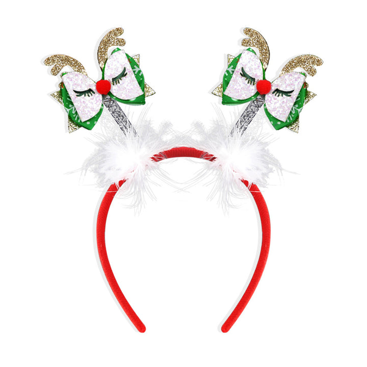 Christmas Headbands for Parties Photos Snowman Reindeer Santa Hat Antlers Hair Hoop Plastic Festive Hair Accessory for Image 8