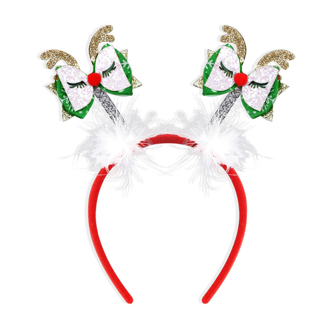 Christmas Headbands for Parties Photos Snowman Reindeer Santa Hat Antlers Hair Hoop Plastic Festive Hair Accessory for Image 1