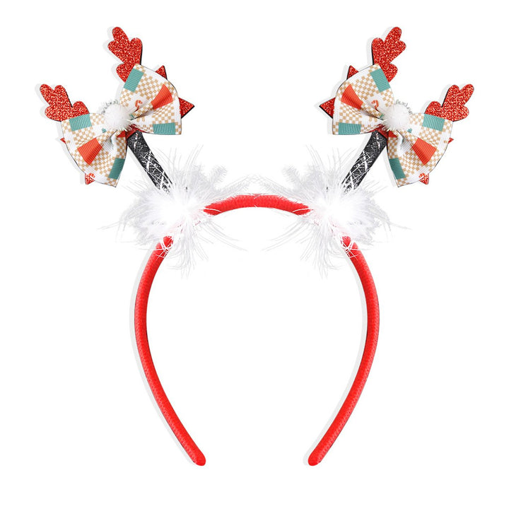 Christmas Headbands for Parties Photos Snowman Reindeer Santa Hat Antlers Hair Hoop Plastic Festive Hair Accessory for Image 11