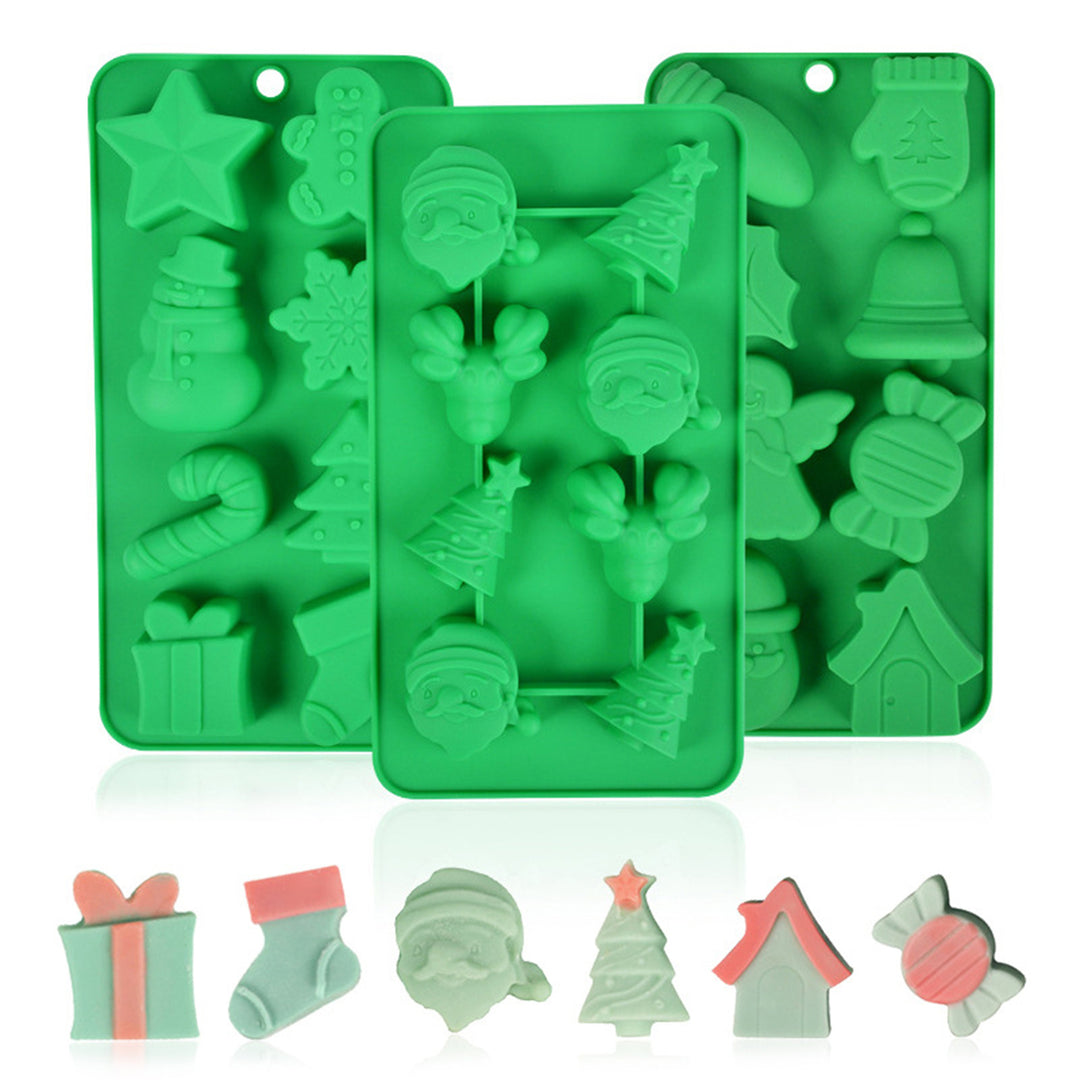 Christmas Chocolate Mold Silicone DIY Santa Claus Deer Jelly Mold Gingerbread Men Christmas Trees Snowmen Stockings Image 1